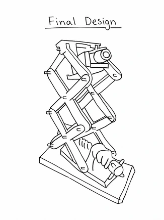 Sketch of the final scissor-lift lamp concept.