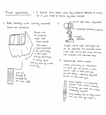 Early lamp ideation sketches and handwritten notes.